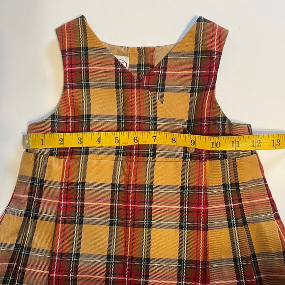 Talbots Kids Classic Plaid Dress Girl's Size 4 Camel Burgundy Pleated Faux Wrap - Picture 5 of 6